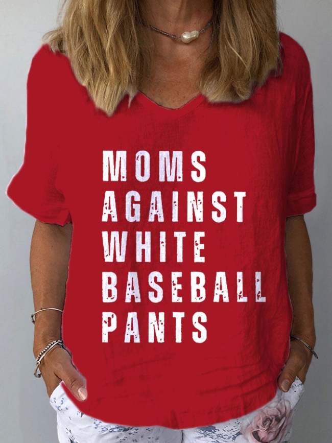Moms Against White Baseball Pants Women's Short Sleeve Casual Top