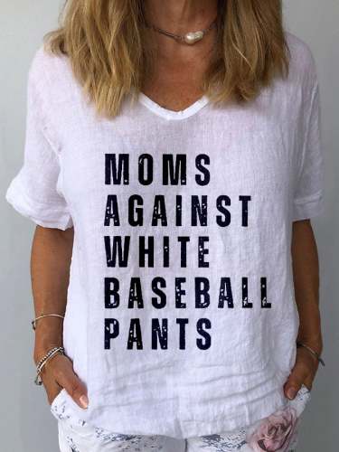 Moms Against White Baseball Pants Women's Short Sleeve Casual Top