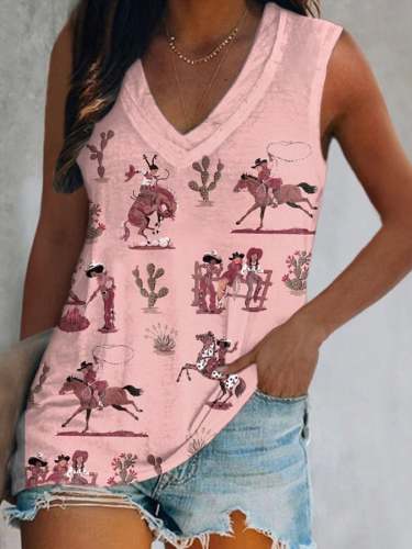 Women'S Vintage Printed Sleeveless Vest