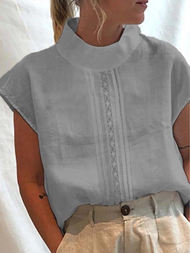 Half Turtleneck Lace Design Casual Shirt