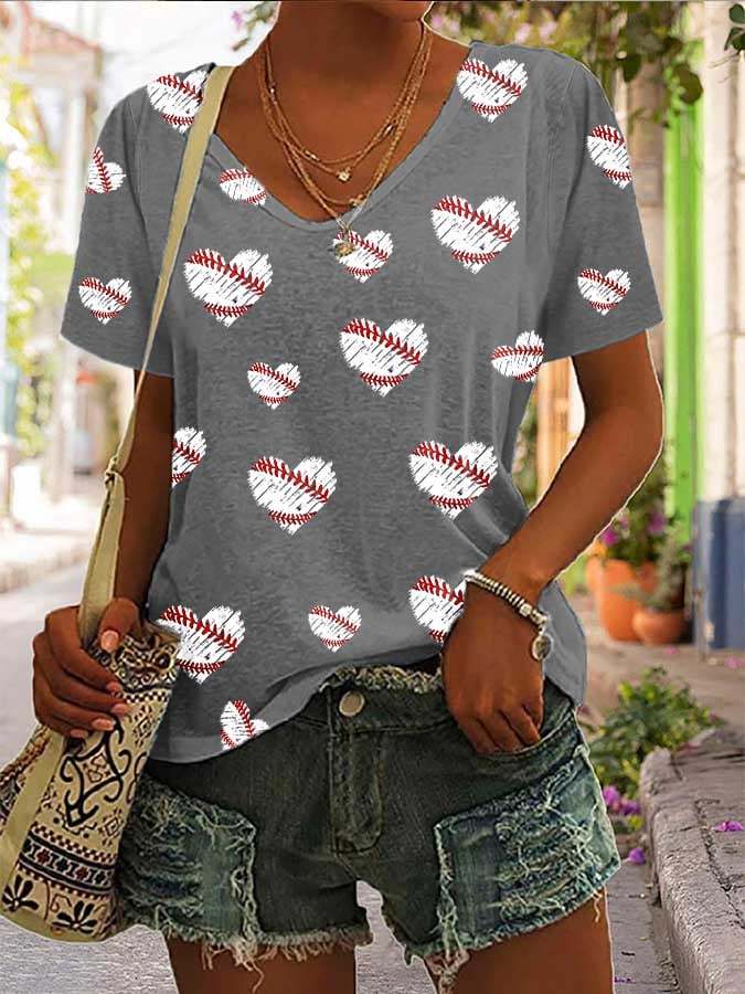Women'S Baseball Casual Print T-Shirt