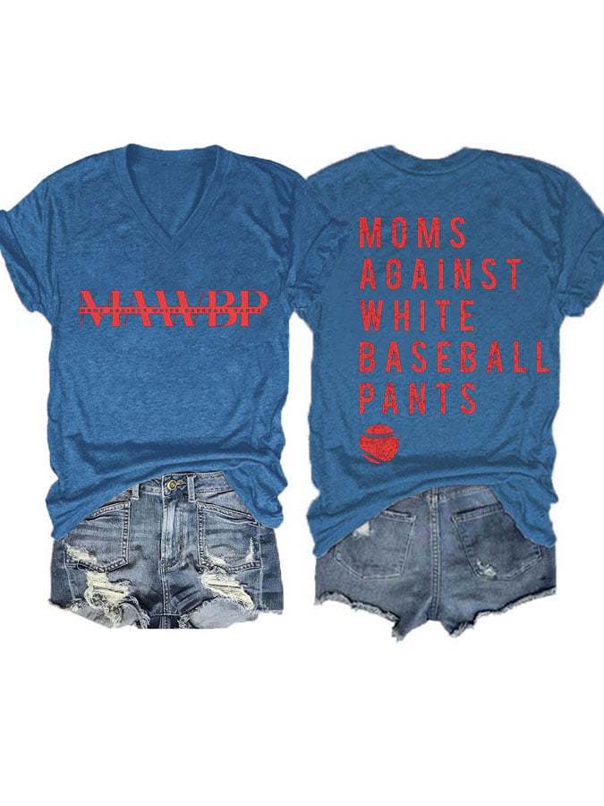 Women'S Moms Against White Baseball Pants Print Casual T-Shirt