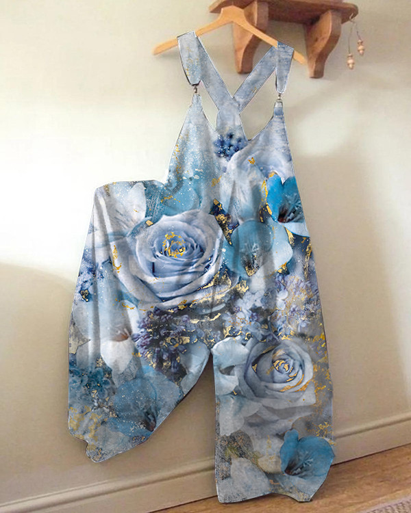 Floral Pattern Loose Jumpsuit