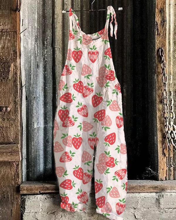 Cute Strawberry Loose Casual Jumpsuit