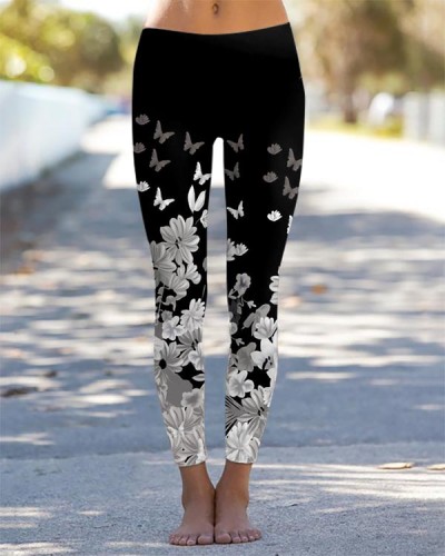 Casual Butterfly Floral Leggings