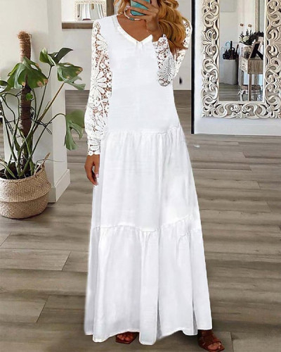 Elegant Solid Color Lace Dress