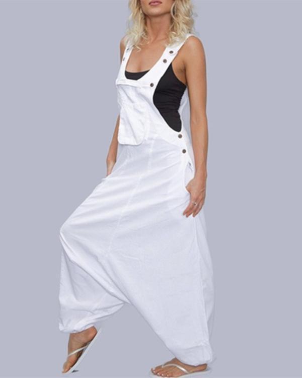 Sleeveless Bib Pants Harem Trousers Jumpsuit Playsuit Overalls