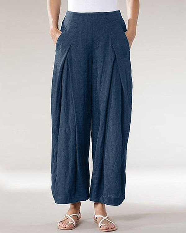 Casual Wide Leg Temperament Commuter Linen Pants