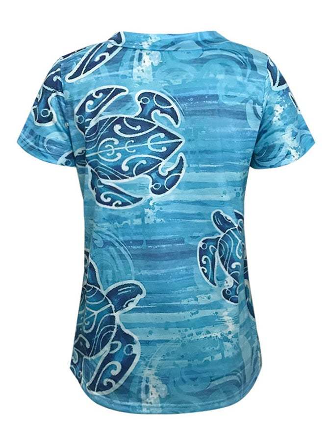 Casual Sea Turtle Print T-Shirt