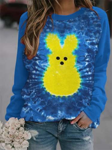 Women's Easter Bunny Color Tie Dye Print Sweatshirt