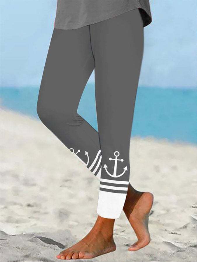 Women's Oceanside Anchor Print Leggings