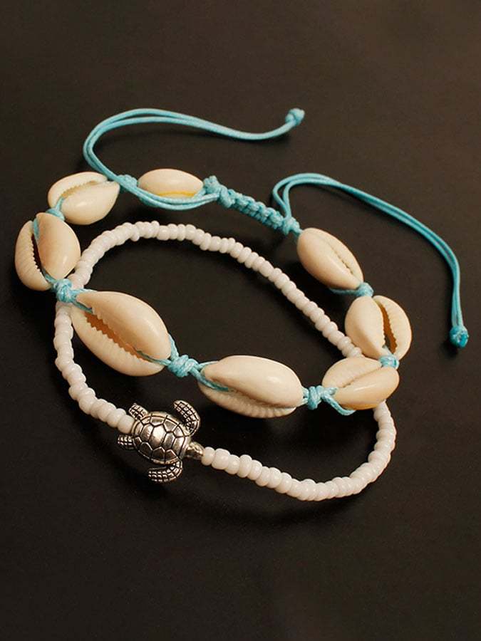 Vintage Beach Turtle Shell Bead Set Anklet