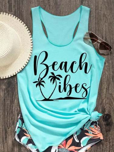 Women's Beach Vibes Coconut Tree Print Tank