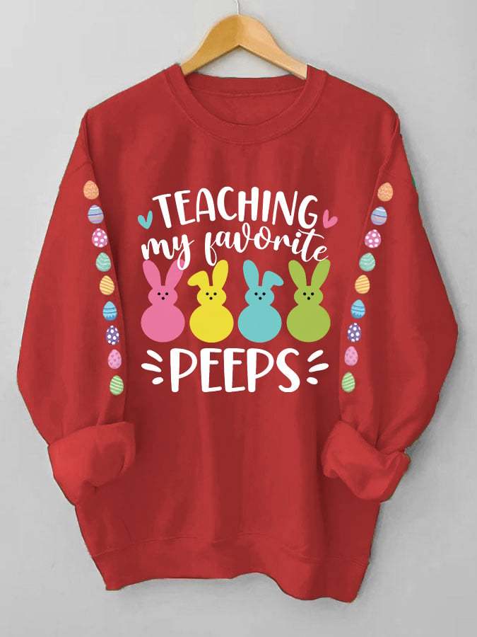 Women's Happy Easter Teaching My Favorite Peeps Casual Sweatshirt