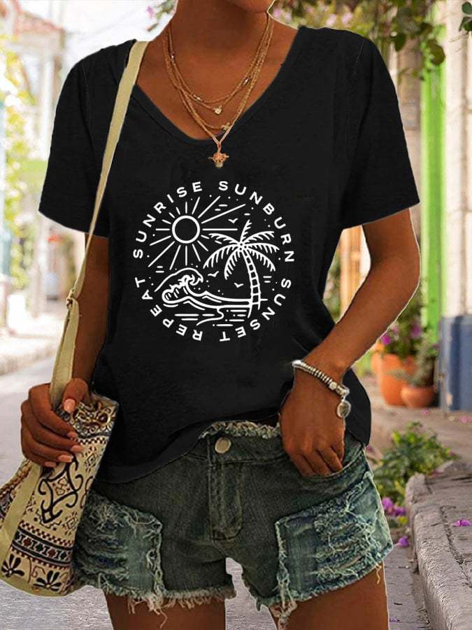 Sunshine Beach Print Ladies T-Shirt