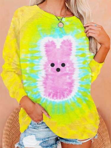 Women's Easter Bunny Tie Dye Print Sweatshirt
