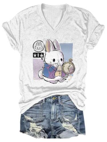 Cute Rabbit Print T-Shirt