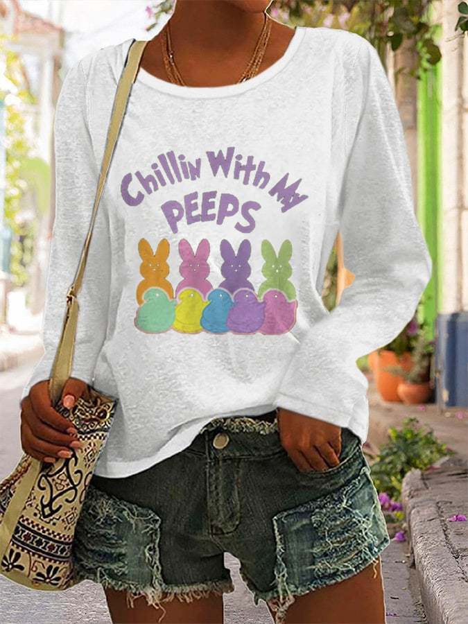 Women's Easter Chillin With My Peeps Printed Top
