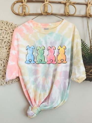 Women's Easter Bunny Tie Dye Print T-Shirt