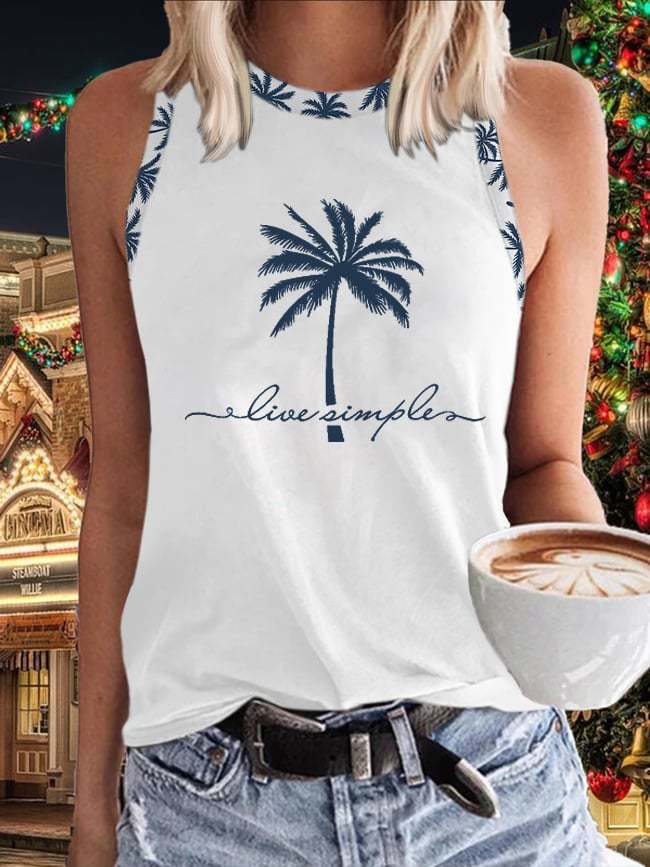 Holiday Coconut Tree Contrasting Color Sleeveless Vest