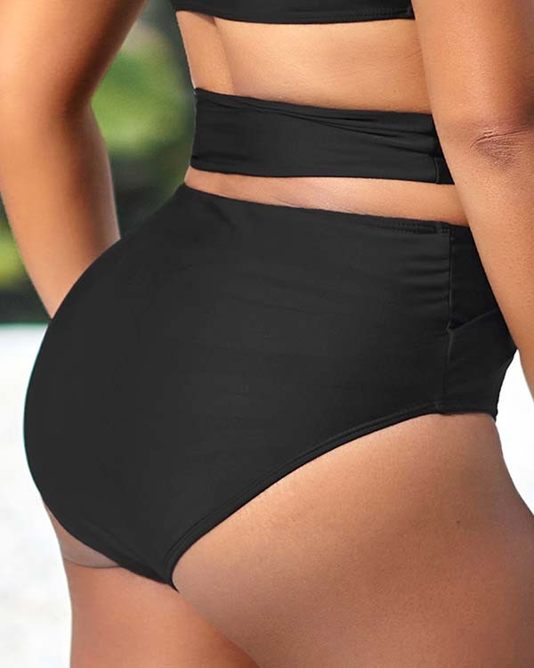 Transparent Mesh Panel Black Bikini Beach Swimsuit