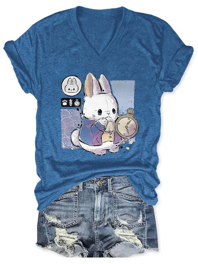Cute Rabbit Print T-Shirt
