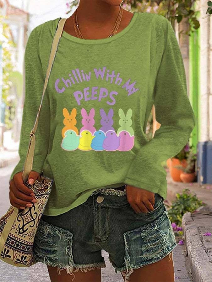 Women's Easter Chillin With My Peeps Printed Top