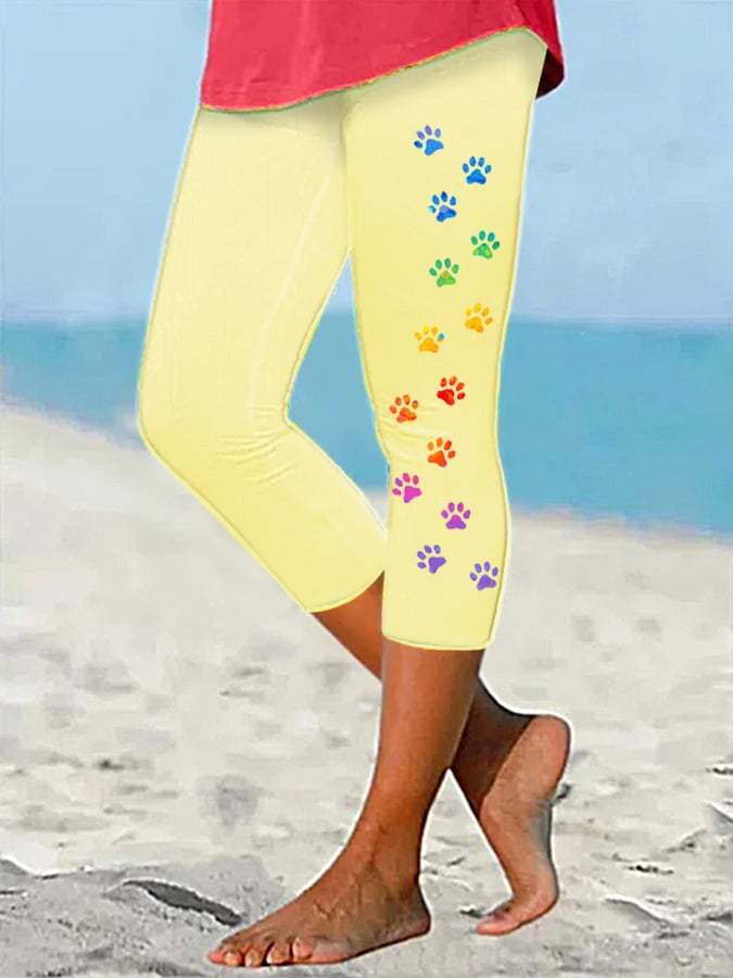 Women's Colorful Dog Paw Print Leggings