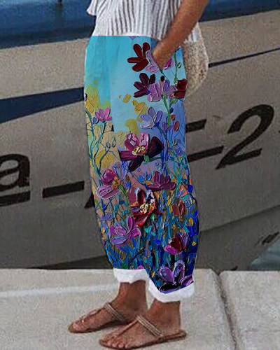 Artistic Floral Loose Pants