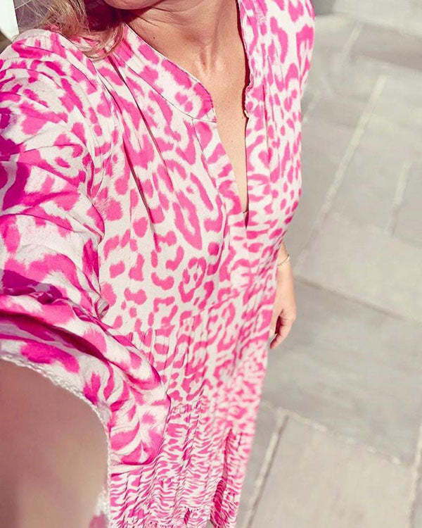 Pink Chic Leopard Print Dress