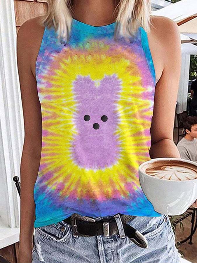 Women's Easter Bunny Tie Dye Print Tank Top