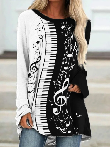 Piano Keys Music Notes Contrast A Line T Shirt