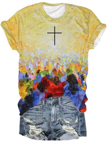 Women's Hallelujah Faith Print Short Sleeve T-Shirt