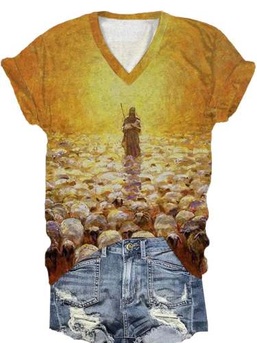 Women's Jesus Soul Shepherd Faith Print T-Shirt