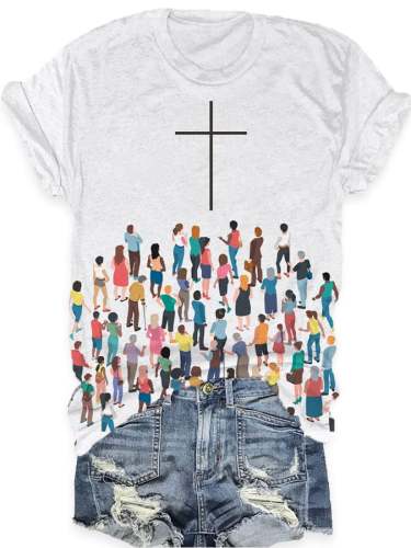 Women's Christian Faith Print Crew Neck T-Shirt