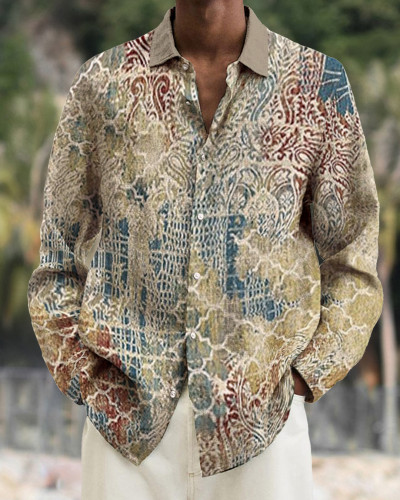 Men's cotton&linen long-sleeved fashion casual shirt 2637