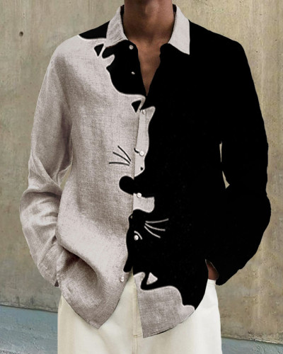 Men's cotton&linen long-sleeved fashion casual shirt 3466