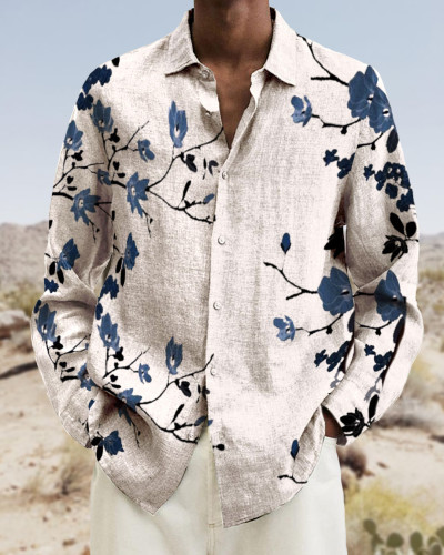 Men's cotton&linen long-sleeved fashion casual shirt  d314