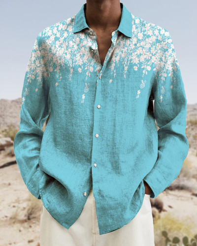 Men's cotton&linen long-sleeved fashion casual shirt 2871