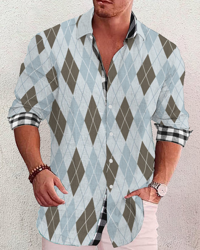 Men's cotton&linen long-sleeved fashion casual shirt  d8a7