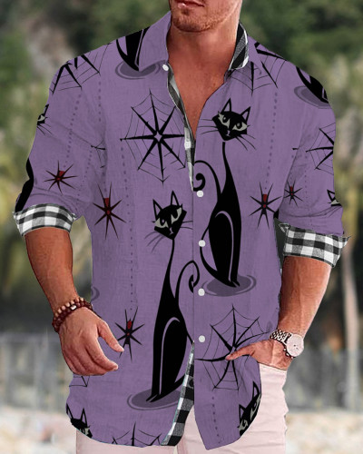 Men's cotton&linen long-sleeved fashion casual shirt d760