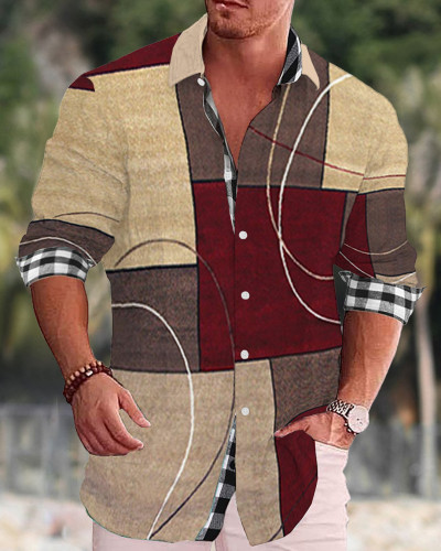 Men's cotton&linen long-sleeved fashion casual shirt 601f