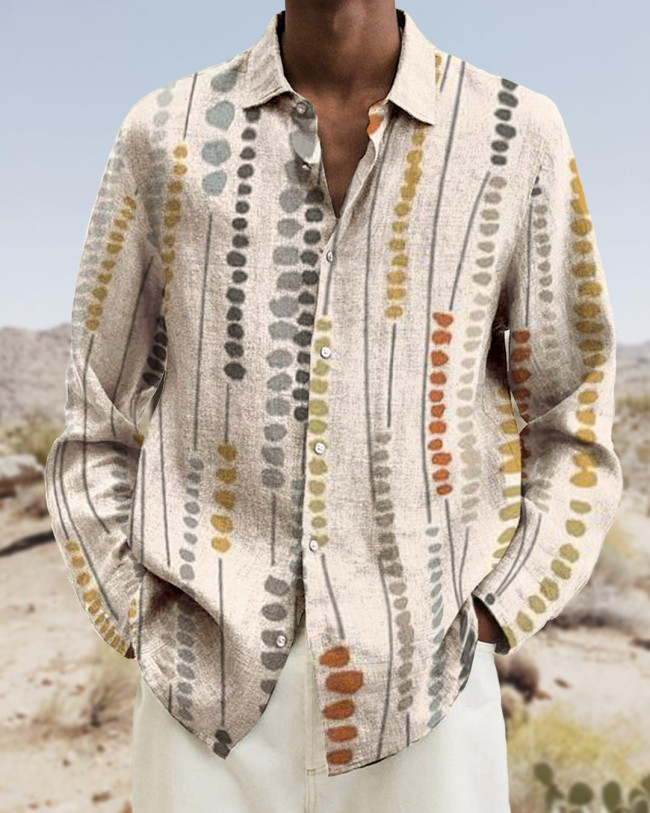 Men's cotton&linen long-sleeved fashion casual shirt 1adc