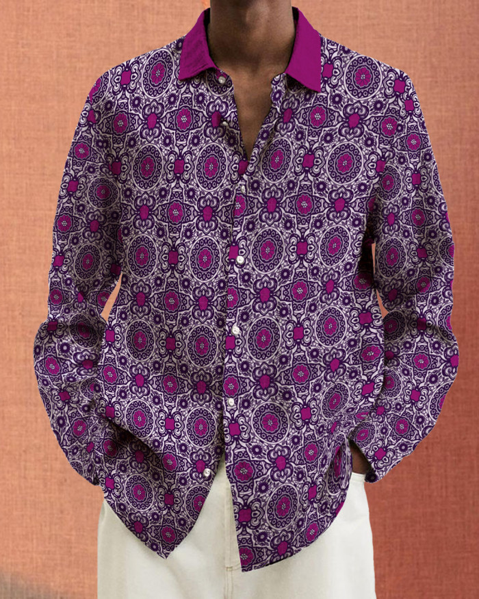 Men's cotton&linen long-sleeved fashion casual shirt 4309