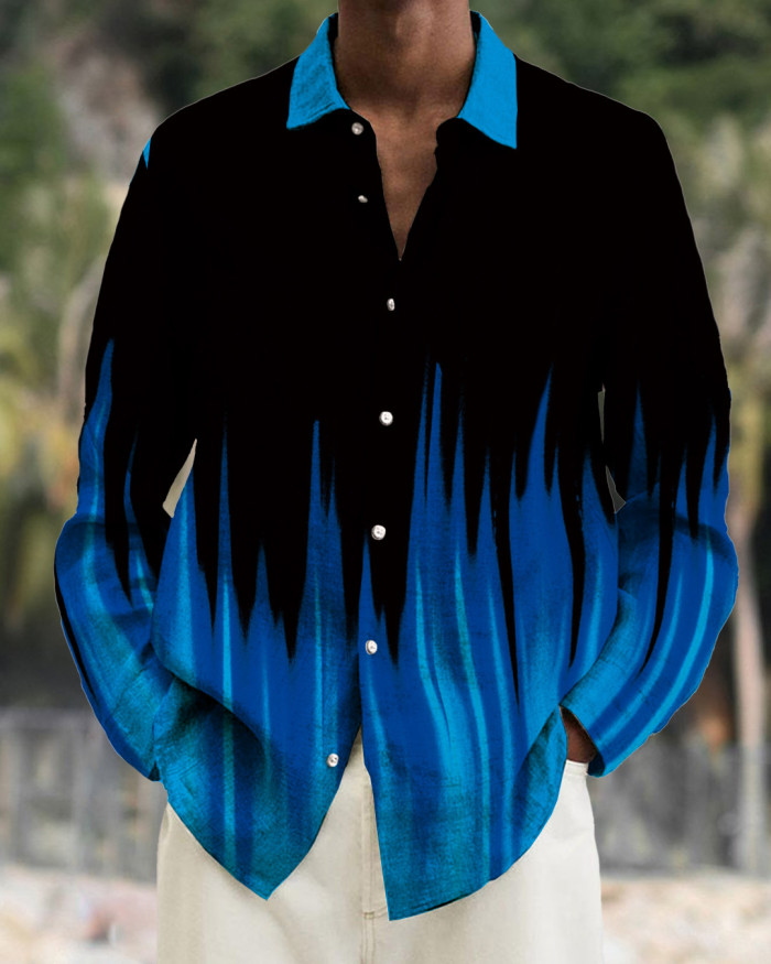 Men's cotton&linen long-sleeved fashion casual shirt ef98