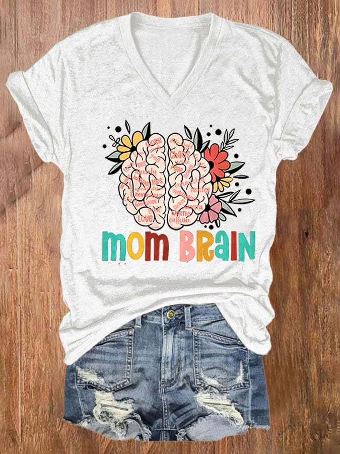 Mother'S Day Mom Brain Print T-Shirt