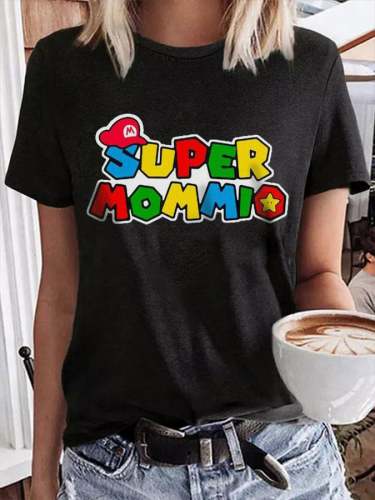 Women's Super Mommio Casual Print T-Shirt