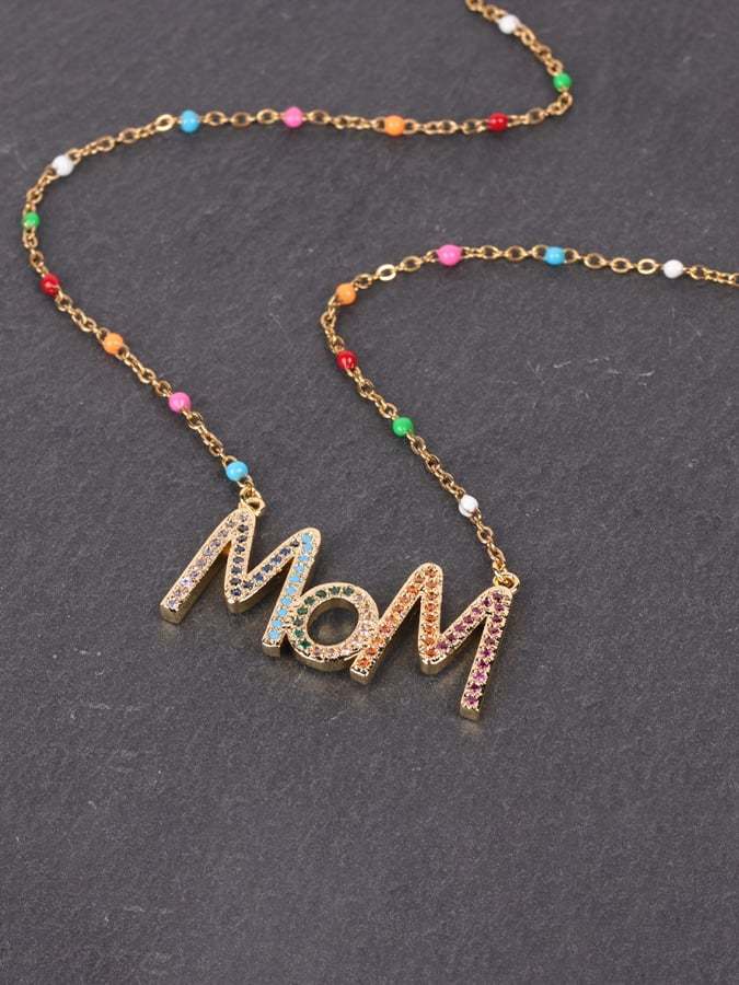 Mother's Day MOM Letter Diamond Fashion Necklace