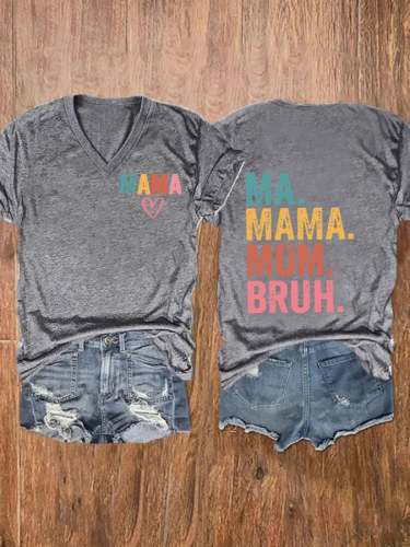 Women's Mama Mommy Mom Bruh Print Casual T-Shirt