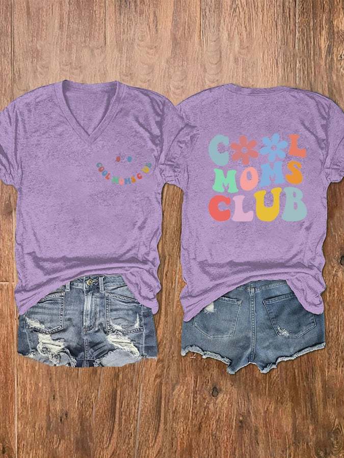 Women's Cool Moms Club V-Neck T-Shirt